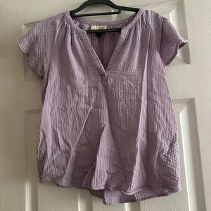 Purple gauze short sleeve blouse